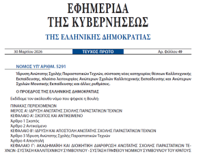 Ιδρύεται Ανώτατη Σχολή Παραστατικών Τεχνών: Πώς θα γίνεται η εισαγωγή και πότε ξεκινά